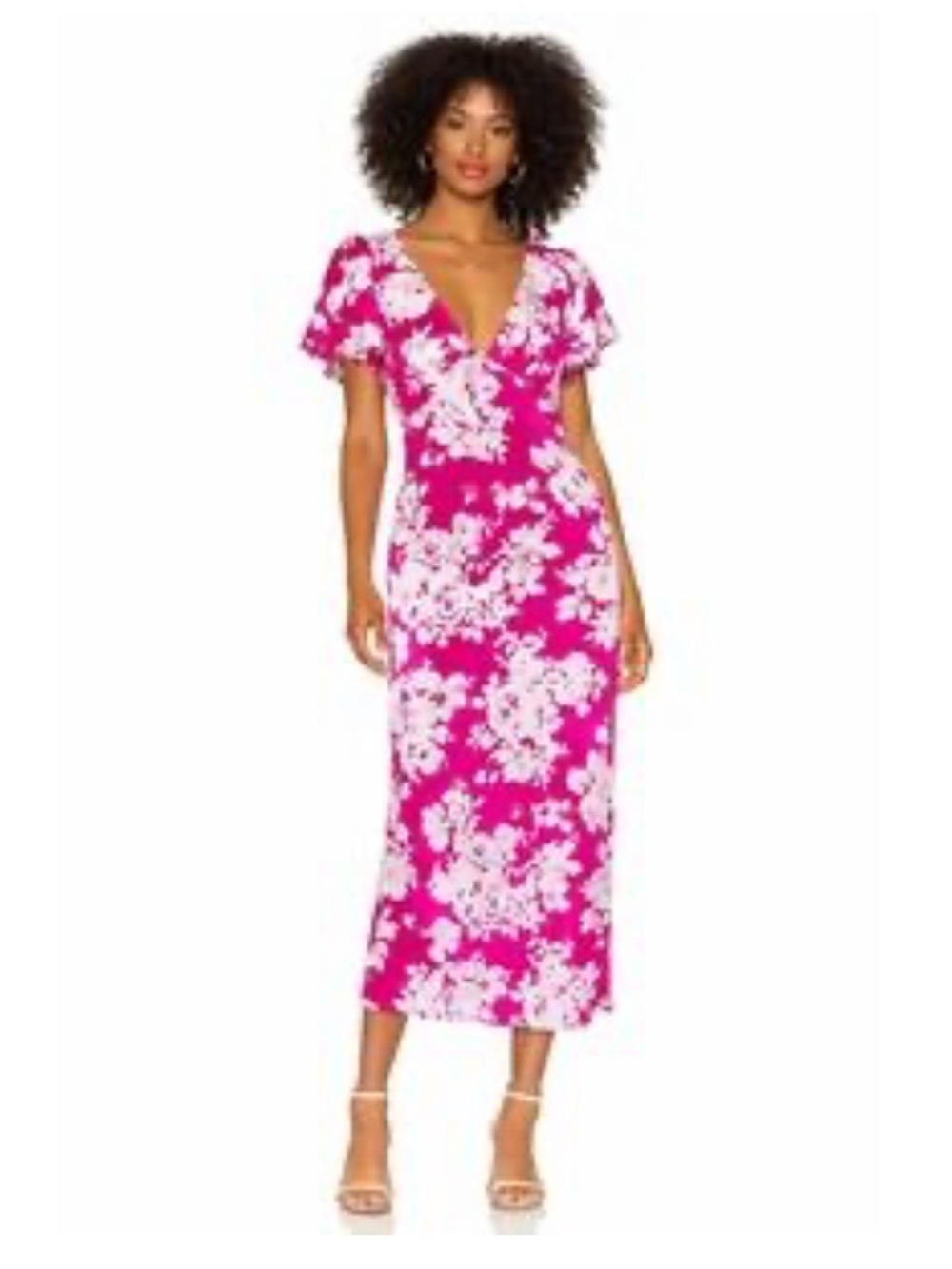 Abercrombie & Fitch Women's Size XL Pink Floral Ruffle Sleeve Slip Maxi Dress